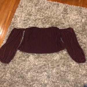 Maroon, off the shoulder, velvet top (SIZE: M)